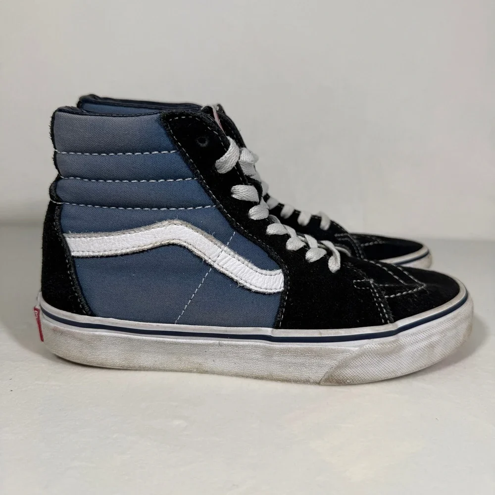 Vans Sk8-Hi High Top Sneakers Blue Black M 7 W 8.5 Skater Indie Streetwear